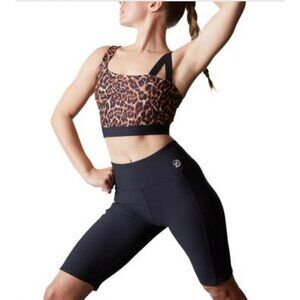 Josie Natori Womens $52 Active Solstice Leopard Print Cropped Cami Top Size S
